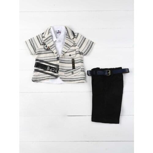 Cream Black Male Child 4 PCs Set