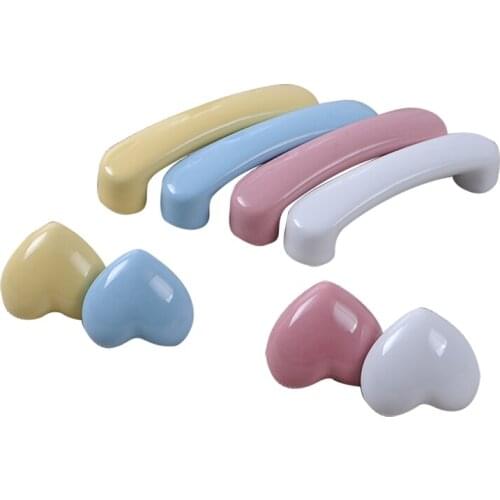 Cartoon child room furniture knobs kids heart-shaped ceramic handle modern shoe cabinet decorative pulls hardware