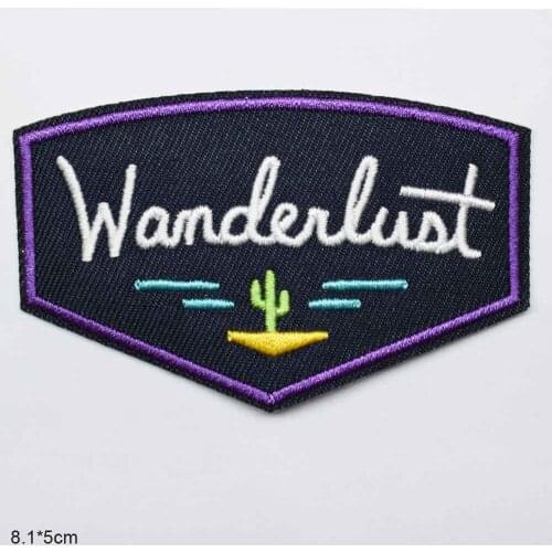 Letters Words Wanderlust Iron On Embroidered Clothes Patches For Clothing Music Band Stickers Garment Wholesale