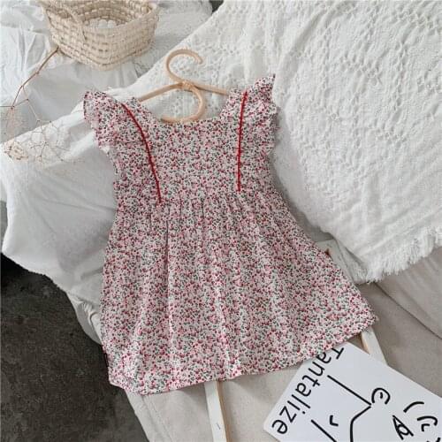 New Casual Girls Princess Ruffles Dresses Fashion Baby Flower Print Costume Kids Party Floral Vestidos Children Sweet Clothes