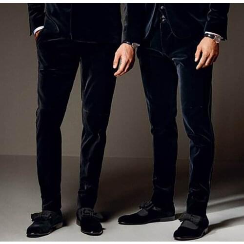 New Classic Velvet Black Men Suit Pants Oversize Formal Business Casual Mens Trousers Custom Made Slim Fit Plus Size Men Pants