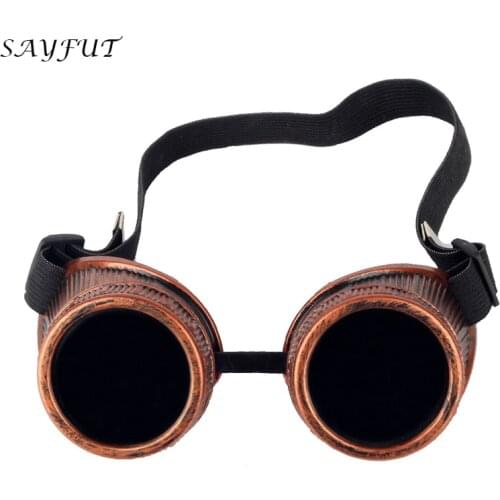 SAYFUT Red Frame Retro Vintage Steampunk Goggle Glasses Welding Punk Gothic Cosplay Eyewear for Halloween Women Men