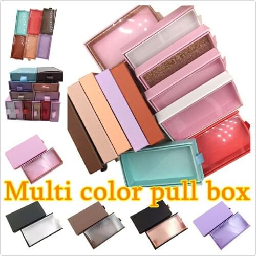 Wholesales NEW 25mm False Eyelashes Packaging Box Lash Boxes Custom Your Logo Fake 3d Mink Lashes Glitter Case Multi color pull