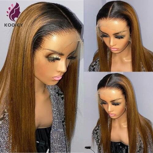 1b/27 Lace Part Human Hair Wigs For Women Ombre Honey Blonde Lace Front Wig Straight Colored Human Hair Wig Brazilian Remy