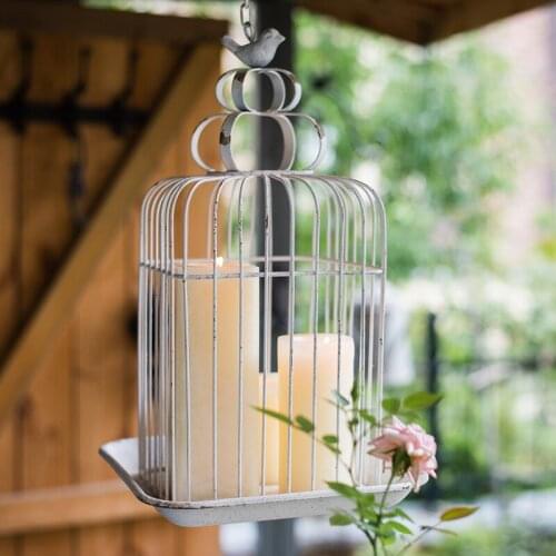 Ceiling hanging antique vintage metal birdcage decorative