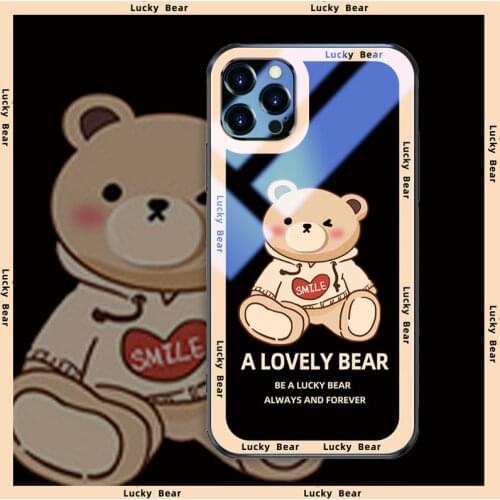 ASINA Transparent Tempered Glass Case for iPhone 11 12 Pro Max 12 Mini XS XR X Fashion Cartoon Cover For iPhone 7 8 Plus SE 2020