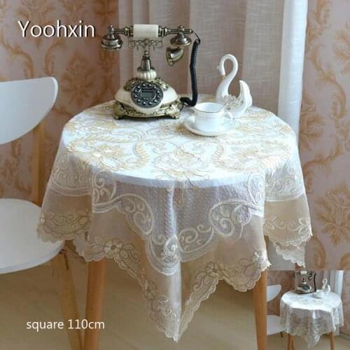 Luxury Lace Square 110cm Embroidered Patchwork tablecloth table cover cloth towel Christmas wedding birthday party home decor
