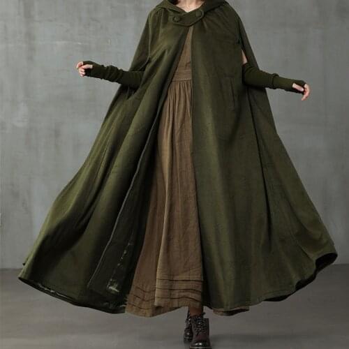 Wool Hooded Cloak Green Hooded Cape Linennaive Winter Late Autumn Long Cape Floor Length Warm Wedding Wrap Bridal Jacket 2021