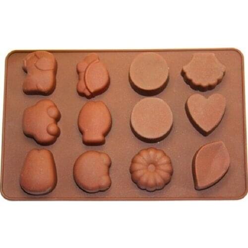 12 Cavities Heart Leaf Flower Silicone Oven Budding Ice Cream Cake Baking Candy Making Moulds Cake Pans Soap DIY Chocolate Mold