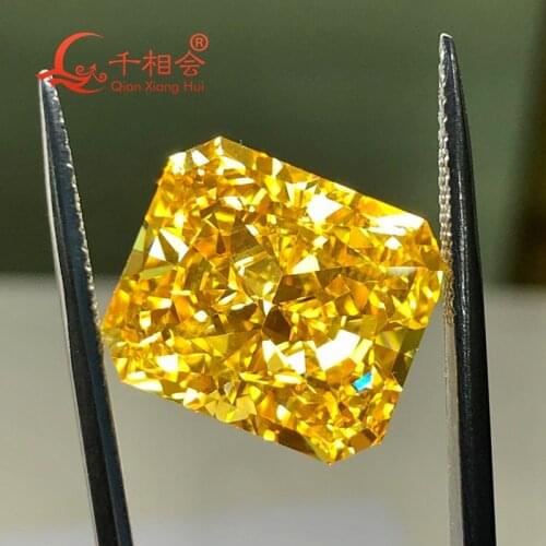 Dark yellow color rectangle shape brilliant crushed ice cut cubic zirconia loose stone cz stone