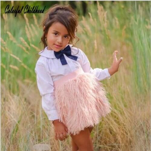 Girls Autumn warm skirt High imitation wool tassel skirt children party wedding costumes princess Photo photography vestidos