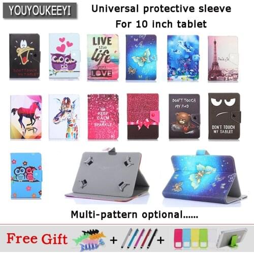 Universal stand Cover case For Cube T10/Power M3 10.1inch Tablet Cartoon Printed PU Leather Case for cube T12 +3 gifts