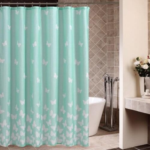 High-grade European and American quality polyester cloth shower curtain blue bottom butterfly spot bathroom shower curtain