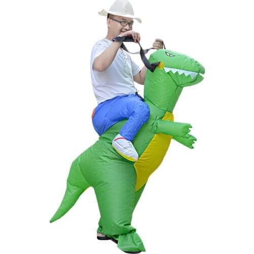 Funny Inflatable Air Blow Up Dinosaur Ride-on Costume Outfit Suit for Adults Men Women Halloween Fancy Dress Cosplay Party