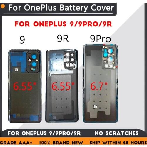 100% tested Oneplus 9 9R 9 pro rear glass rear cover replacement rear cover battery box Oneplus with camera lens