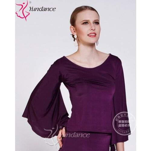 Customized Lady Latin Dancing Shirt Long Sleeve Modern Dance Costume Waltz Valse Tango Galop Fox Trot Social Dance Suit B-2710