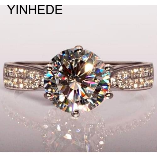 YINHED Luxury 2 Carat Simulated Diamant Rings for Women 925 Sterling Silver Engagement Ring Sona Diamant Wedding Ring ZR173
