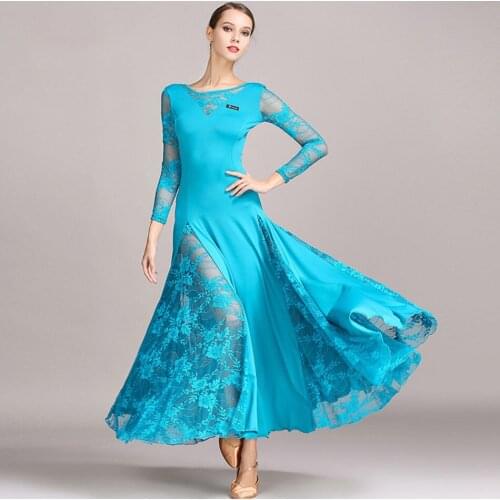 2021 New S9010 Long Sleeve Lace Patchwork Latin Dance Dress Women Dancing Performance Costume Latin Ballroom Latino Dancewear