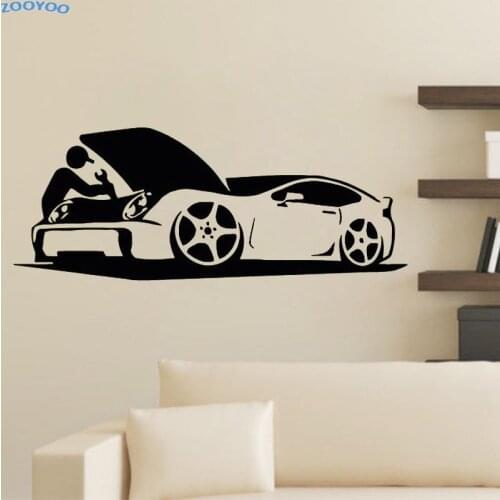 ZOOYOO Auto Car Repair Shop Wall Stickers Home Decor Waterproof Removable Living Room Bedroom Wall Decals