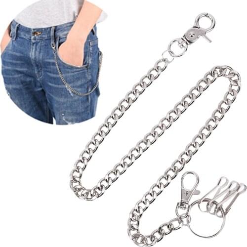 1PCS 48cm Punk Hip Hop Trendy Single Layer Key Chain Waist Pants Chain Men Woman Jeans Long Metal Clothing Accessories