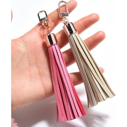 1Pcs Alloy Buckle Keychain Leather Tassel Pendants DIY Crafts Materials Garments Phone Jewelry Decor Fringe Bag Trim Accessories