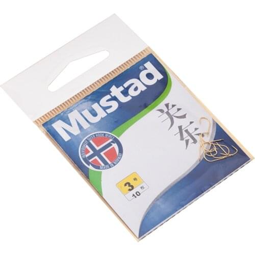 1 Pack/lot Mustad 13003 High Carbon Steel Fishing Hook Non-barb Gold Hook 0.8# - 6# Sea Lake River Fishing Accessories