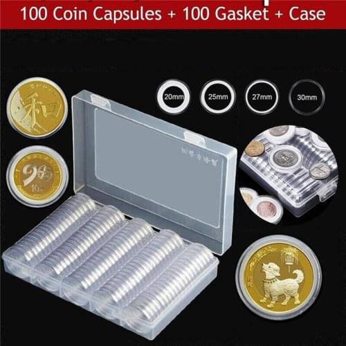 20Set/Lot Coin Holder Capsules Clear Case Box For Coin Collection Protector 20/25/27/30mm Coins Storage Box Wholesale
