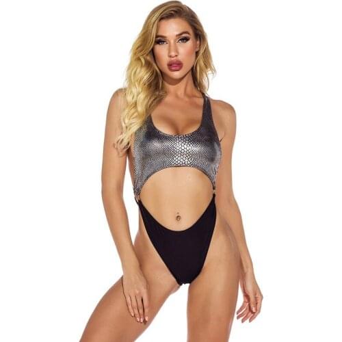 2021 New Fashion Ladies Color Matching Swimsuit Sexy Tight Snake Pattern High Waist Triangle One-piece Swimsuit Swimsuit Bikini