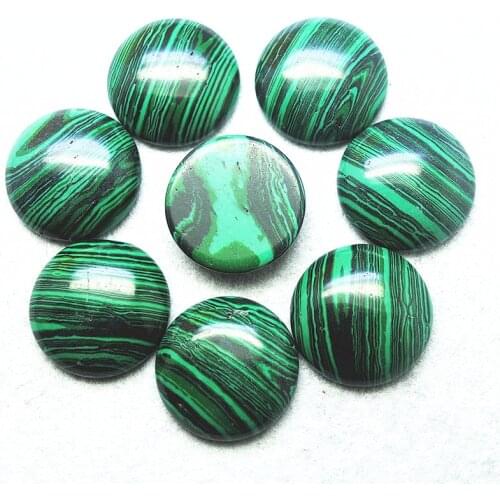 4PCS Hot Malachite Stone Cabochons Round Shape 25MM Semi Precious Beads DIY Accessories Wholesale Price Free Shipping