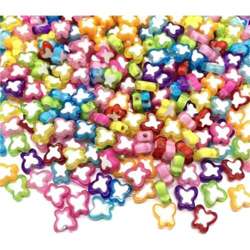 50Pcs 10mm Butterfly Shape Acrylic Bead Loose Spacer Beads For Jewelry Making DIY Bracelet Accessories