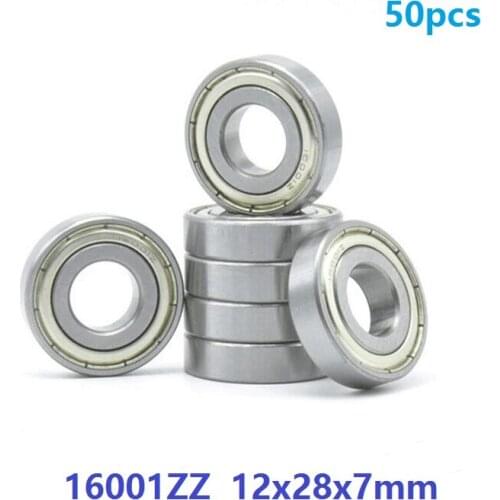 50pcs/lot 16001ZZ 16001Z 16001 Z ZZ double shielded 12x28x7 mm Deep Groove Ball bearing high quality 12*28*7mm