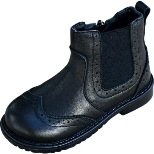 Genuine Leather Boys Riding Boots High-quality Cowhide Childrens Snow Boots Students Shoes Autumn Girls Shoes 6T 7T