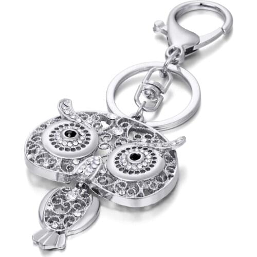 Owl Keychain Key Holder Metal Crystal Key Chain Keyring Charm Bag Auto Pendant Gift Wholesale Price Key Chains