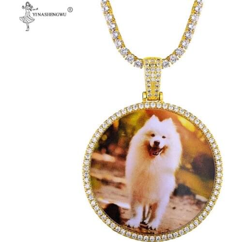 Pendant Custom Made Photo Medallions Necklace & Pendant With Tennis Chain Cubic Zircon Men and Women Hip hop Jewelry Accessories