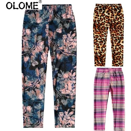 OLOME Spring Kid Girls Leggings Leopard Children Stretch Pants Fashion Teenager Tight Trousers 2-7 Years Children Long Pants