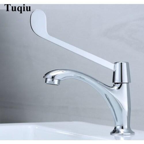 Chrome Single Cold Labortary Faucet Long Handle Hospital faucet brass single lever basin faucet