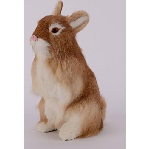 About 16x10x24cm simulation rabbit toy polyethylene&furs yellow squating rabbit model gift 1522