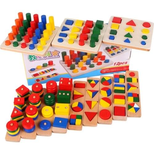 Early Development montessori materials set Geometry Shape Learning educational children toys gift juguetes montessori