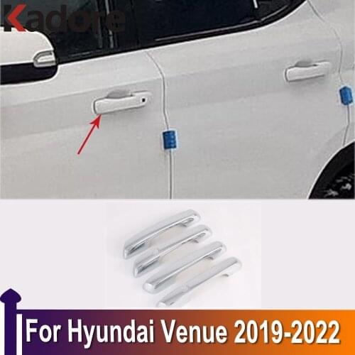 For Hyundai Venue 2019 2020 Chrome Carbon Fiber Door Handle Bowl Cover Trim Car styling Auto Exterior Accessories Sticker