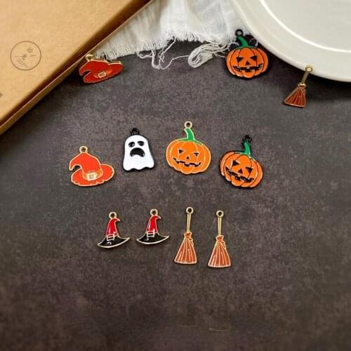 Halloween gift DIY earrings shoe bag key chain pendant pumpkin ghost magic hat broom
