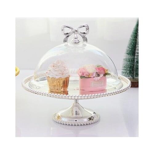 Diameter 30 cm silver cake stand around bead cake decorating tool fruit bowl wedding cake stand for weddin decoration DGP091