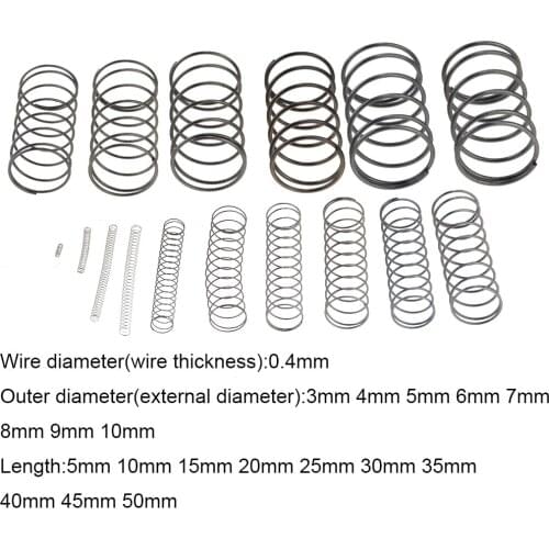 10PCS 0.4*3 4 5 6 7 8 9 10mm*5-50mm Spring Steel Small Compression Release Mechanical Return Spring Pressure Spring OD 3mm 4mm