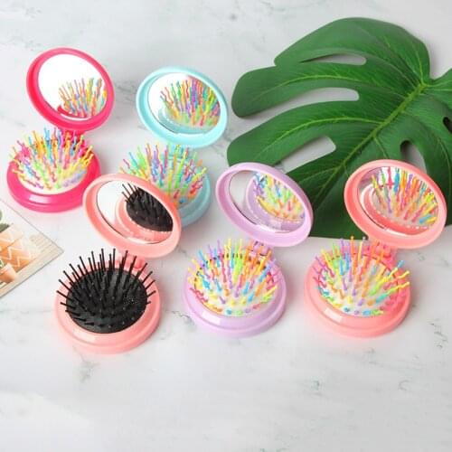 Hair Comb Folding Comb Mirror Massage Air Bag Comb Small Air Cushion Mirror Comb Hairdressing Plastic Comb Portable Travel