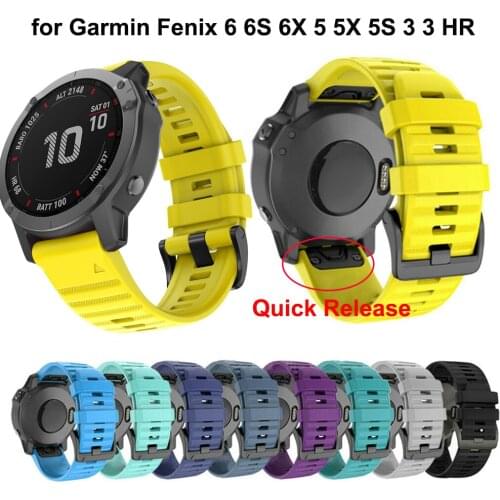 26 22 20mm Sport Watch Band Strap For Garmin Fenix 6X 6S 5X 5 5S 3 HR D2 S60 GPS Watch Quick Release Silicone Easy fit Wristband
