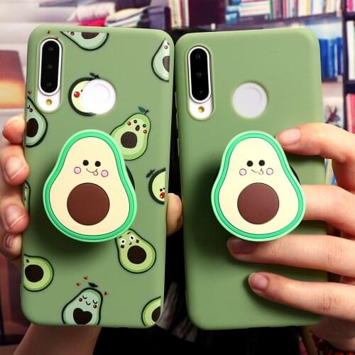 Luxury Soft Silicone case for OPPO F1S A83 F11 A3S A5 A31 A9 2020 A12E A57 F9 Pro Reno 4 5G Lovely Avocado Stand Holder Cover