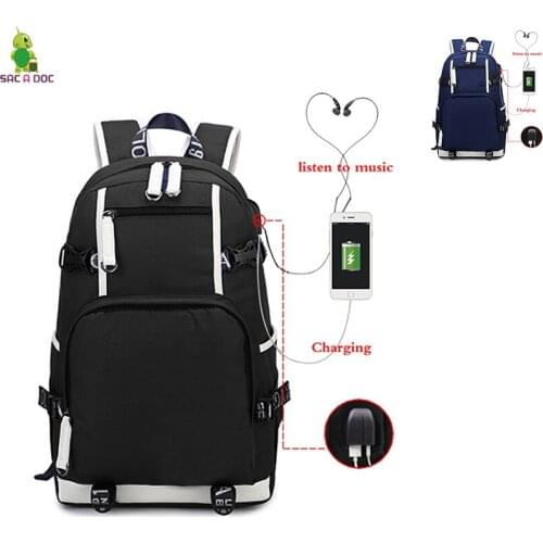 USB Charging Backpack Canvas Back Pack Travel Bagpack Laptop Backpacks Bag Unisex Casual Large Capacity Mochila Can Custom Image