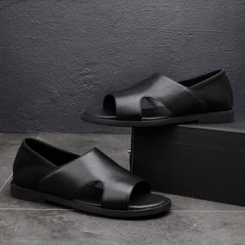 Men Sandals Leather Casual Beach Shoes Mens Sandal Soft Bottom Male Roman Comfortable Mens Outdoor Slippers Man