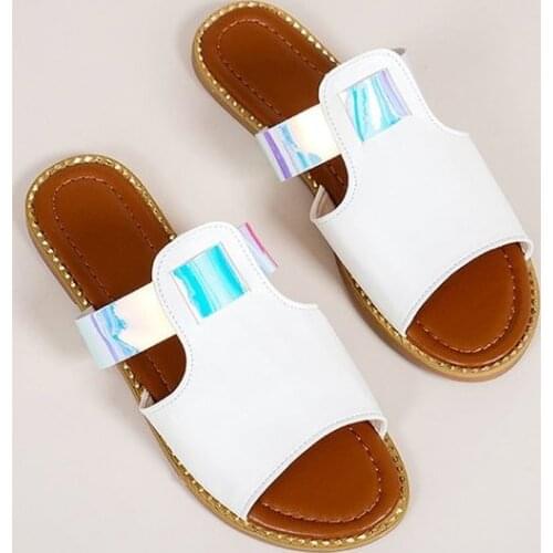 Flat-bottomed Beach Sandals Womens Summer 2021 New Simple and Solid Color One-line Beach Refreshing Womens Slippers Sandals