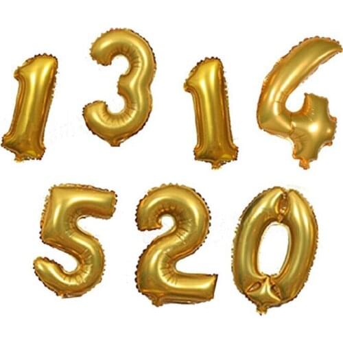 32 inches Gold Silver Arabic numerals Foil Balloons Digit Balloons Birthday Party Wedding Decor Event Party Supplies