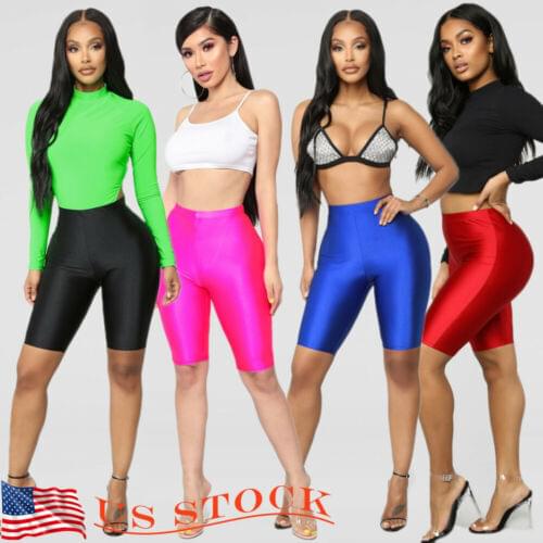 Women Stretch Biker Bike Shorts Workout Spandex Leggins Knee Length Short Trousers Women Summer Slim Shorts Womens